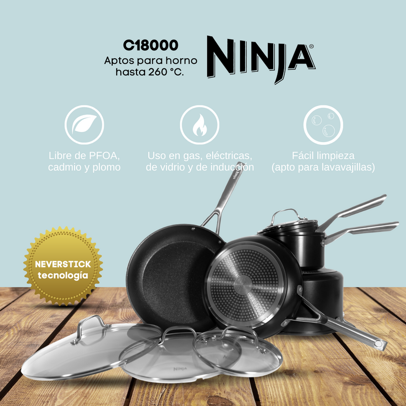 Ninja Foodi Bateria de Cocina NeverStick C18000 9 piezas (Open Box)