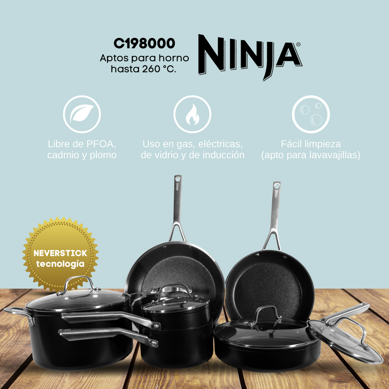 Bateria de Cocina NeverStick Ninja Essential C19700 10 Piezas