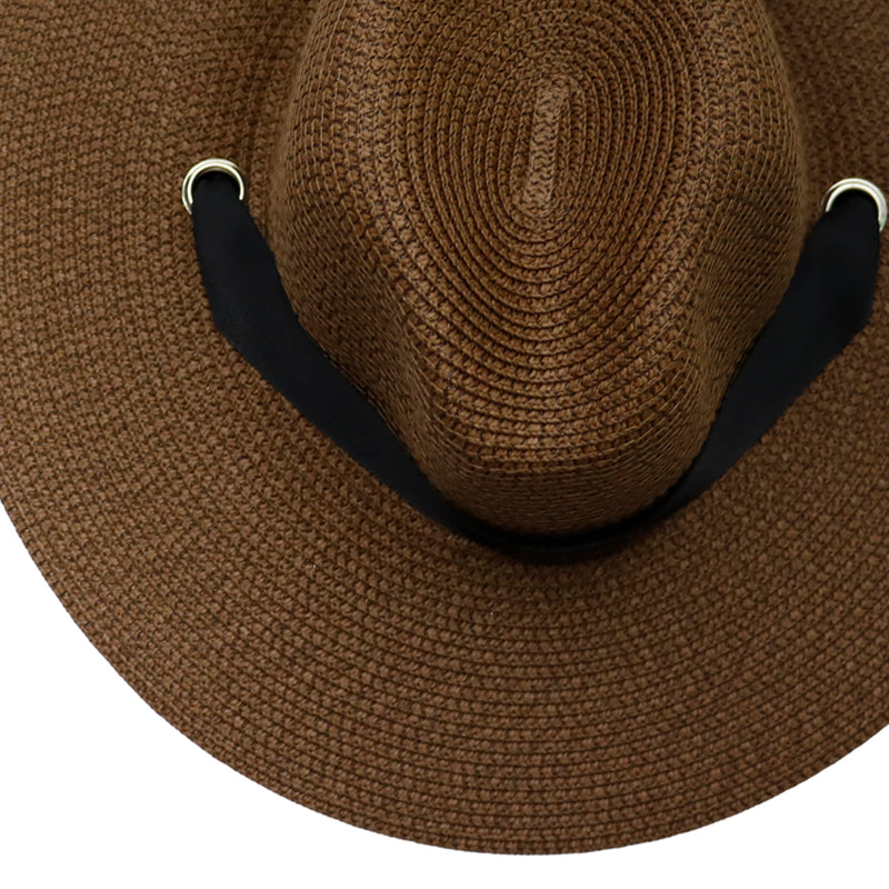 Sombrero de Playa de 20 cm con orificios y listón color Chocolate LoQuiero