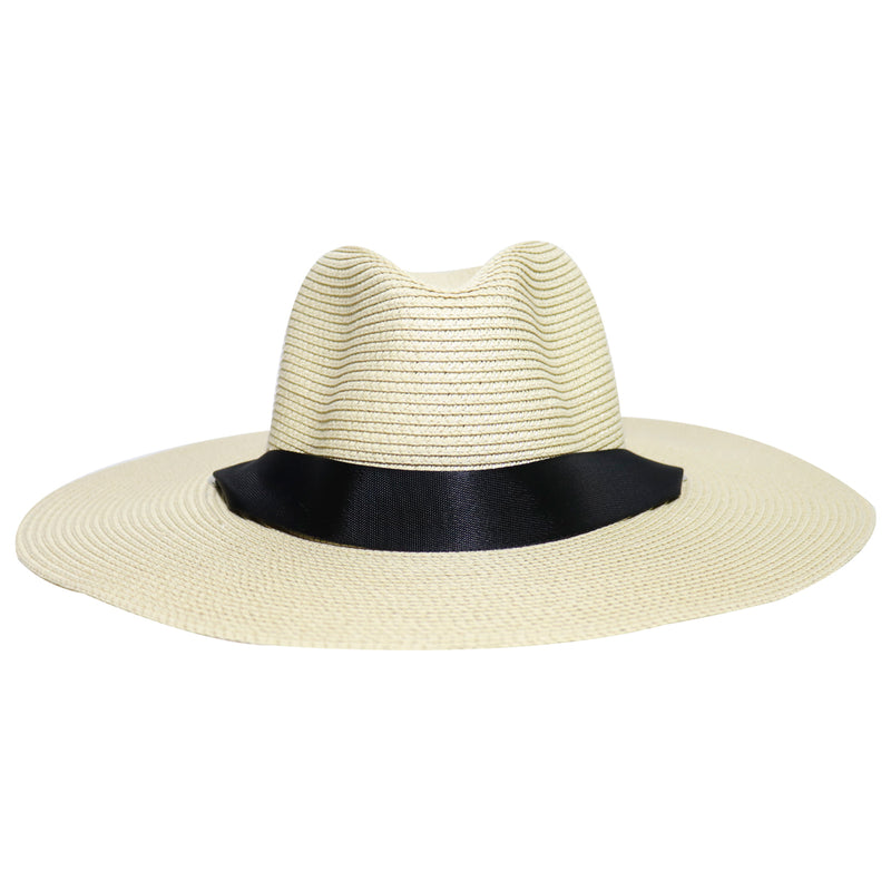Sombrero De Playa De 20cm Color Beige Con Orificios Y Listón