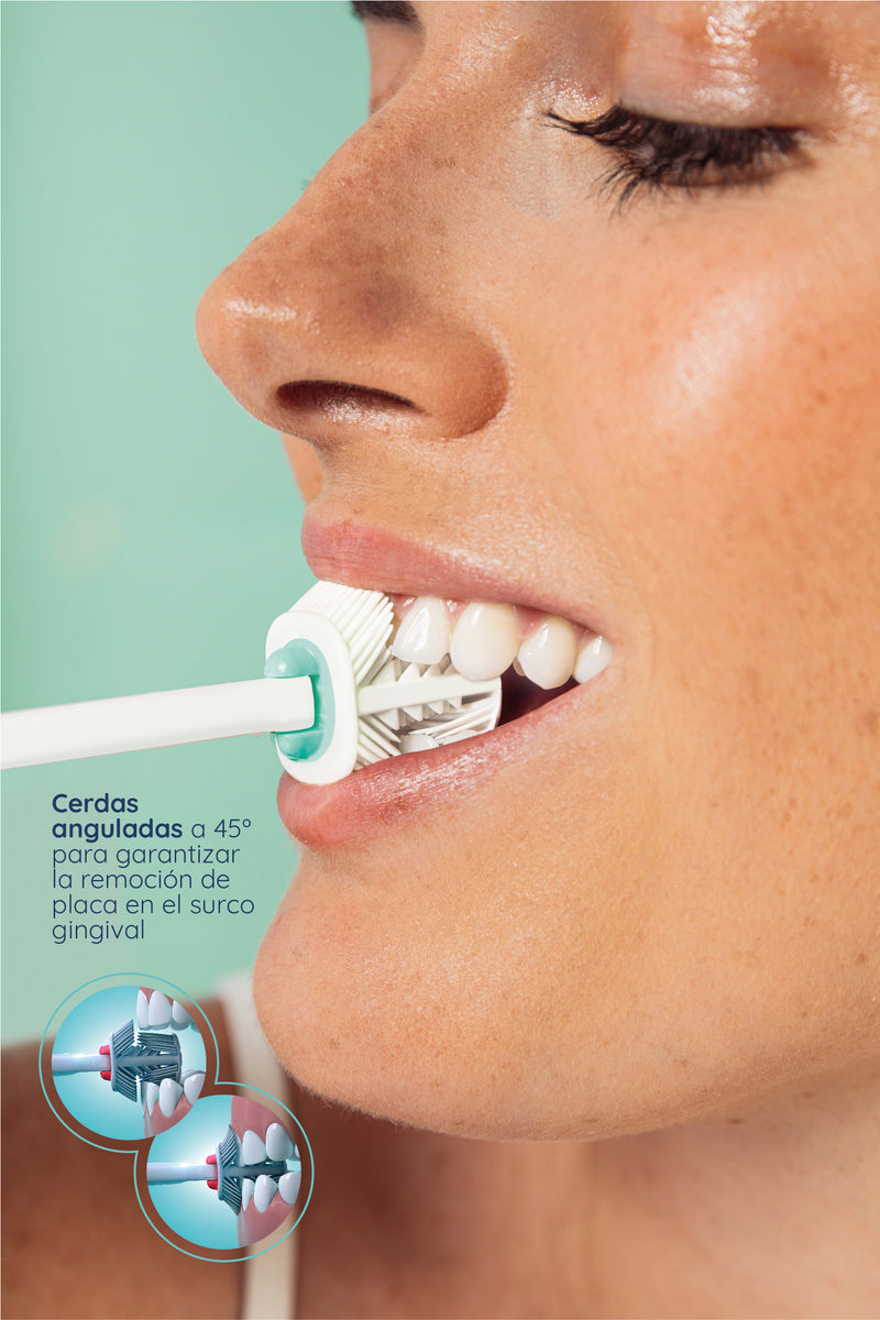 BALENE Cepillo Dental Doble Cara Con Cerdas Suaves Anguladas 45º | Azul
