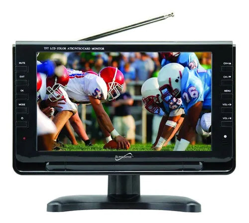 Supersonic DVD Portatil 9 Pulgadas LCD Tv Con Radio FM SC-499 USB/SD Recargable Negro